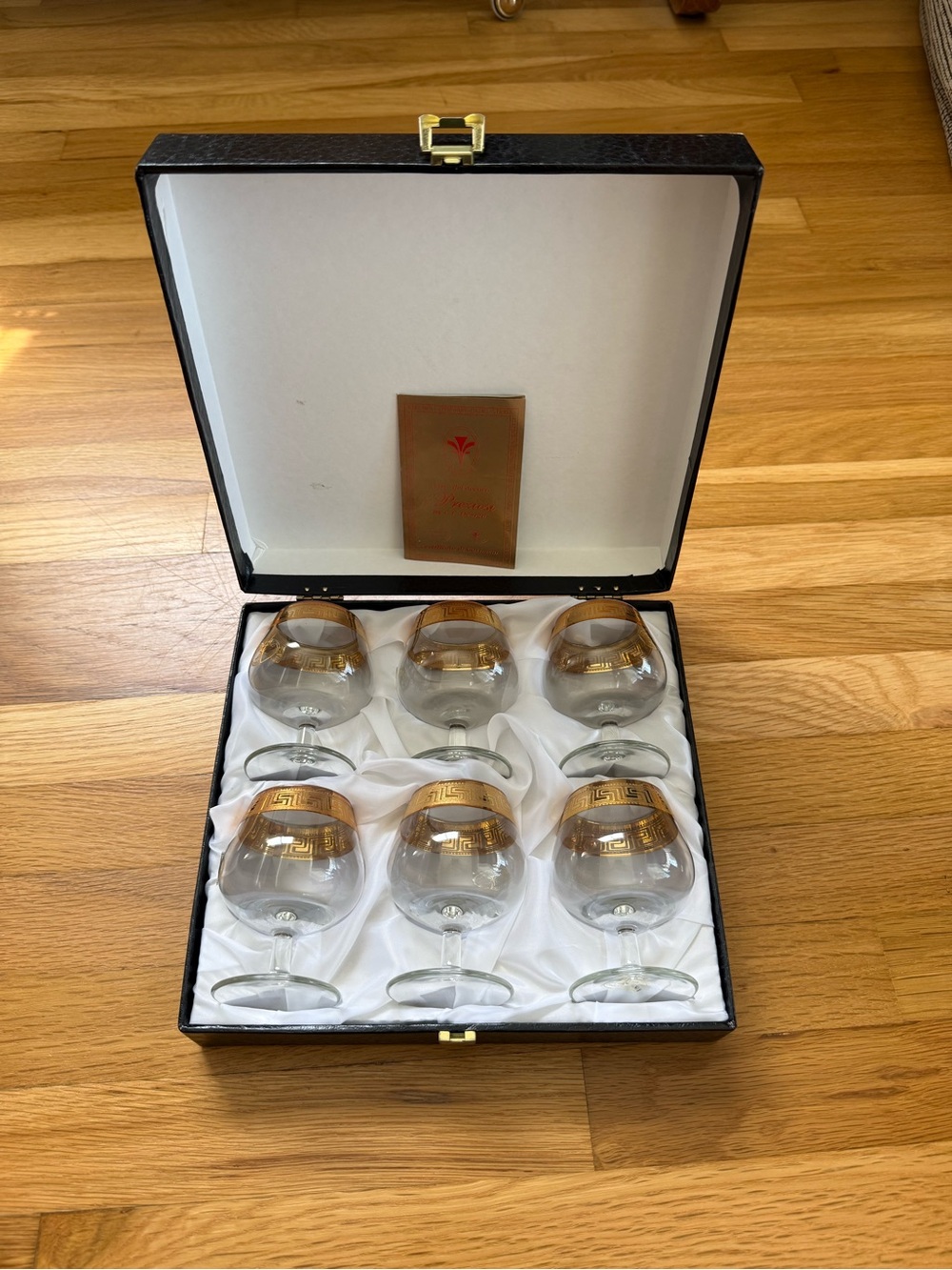 Set of 6 Vintage Gold-Trim Brandy/Snifter Glasses by CF Design